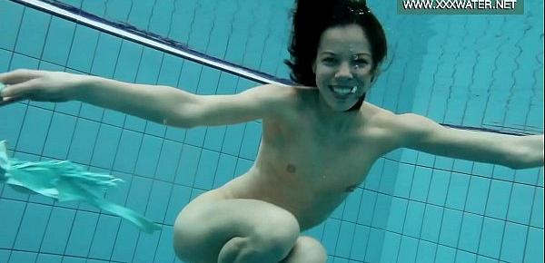 Podvodkova swimming in blue bikini in the pool